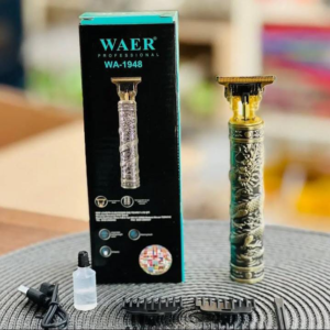 WAER Professional Hair Trimmer WA-1948 | Dragon Engraved Cordless USB Clipper | Precision Grooming with Durable Titanium Blade