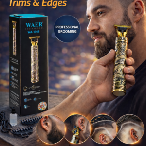 WAER Professional Hair Trimmer WA-1948 | Dragon Engraved Cordless USB Clipper | Precision Grooming with Durable Titanium Blade