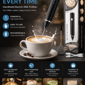 Rechargeable Beater - USB Adjustable Speed Milk Frother, Ideal for Coffee and Latte Art