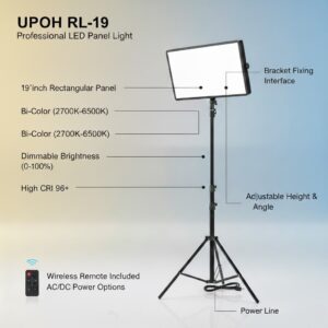 UPOH RL-19 Professional 19-inch Bi-Color LED Panel Light with Adjustable Stand and Remote